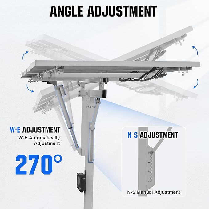 ECO-WORTHY Solar Panel Single Axis Tracking System (Increase 30% Power) with Tracker ControllerHigh Stability Multi-Angle AdjustmentIdeal for Different Solar Panels for Yard/Farm/Field/Garden