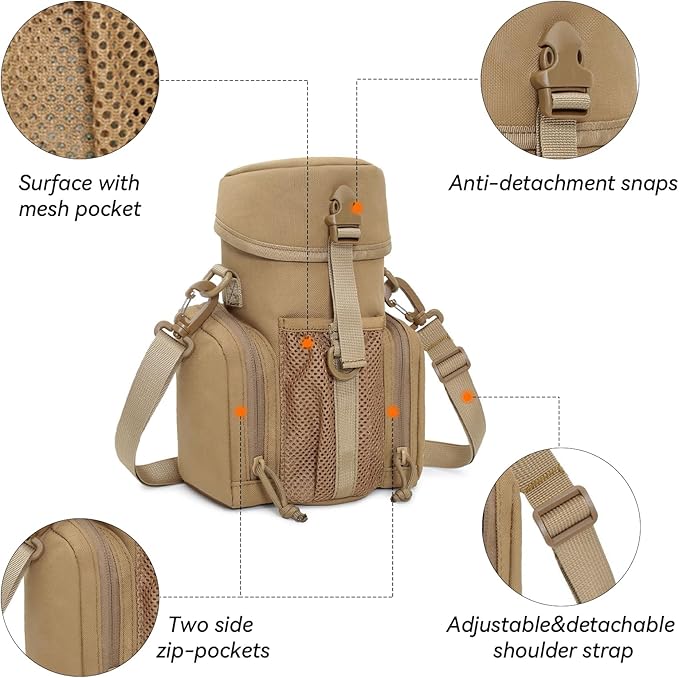 Large Tactical Molle Water Bottles Bag Pouch with Strap Water Bottle Carrier Bag Molle Tactical Pouches for Backpack