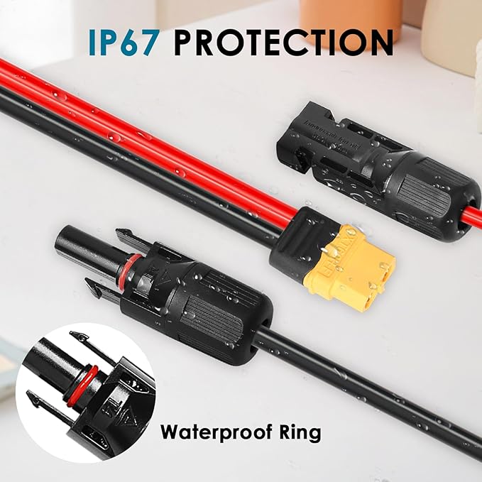 Solar to XT60 Charge Extension Cable 100FT 12AWG XT60 Solar Cable for Portable Power Station Battery Pack