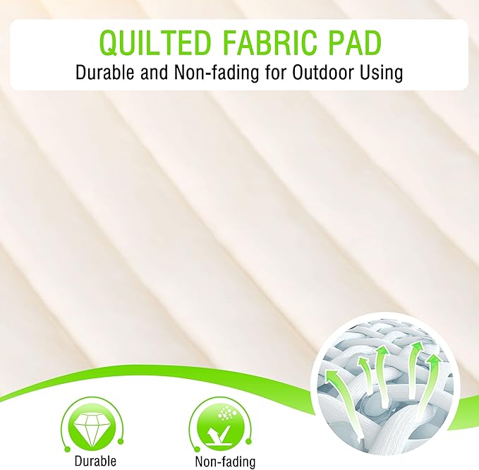 MUPATER 12FT Double Hammock with Stand Included 2 Person Outdoor Quilted Hammock with Stand Rope with Pad and Pillow hamacas para adultos White