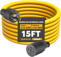 Tellegloww 15 ft 20 Amp Generator Extension Cord Compatible with NEMA L14-20P Male Plug to L14-20R Female Receptacle 4 Prong Twist Locking Generator Power Cord STW 4x12 Gauge 250 Volt 5000 Watts