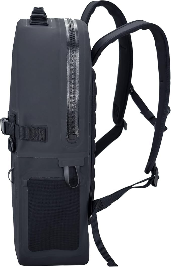 Breakwater Supply™ Fogland Waterproof IP68 Submersible Backpack | Laptop Sleeve &amp Airtight Zippers for Outdoors Travel Boating Kayaking Surfing Floating Dry Bag Unisex TPU (Stealth Black 2