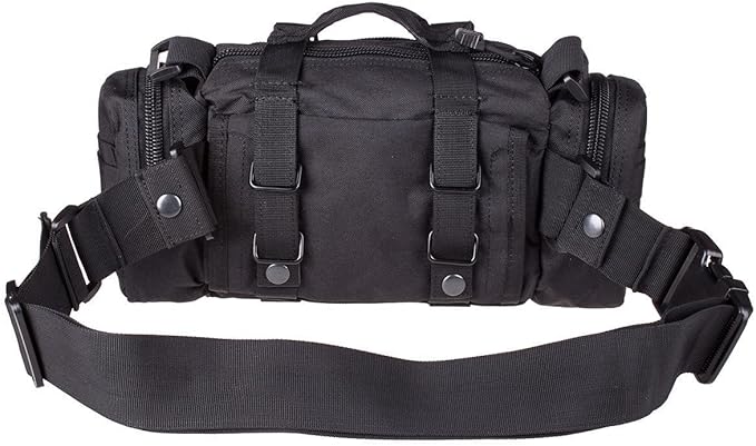 DLP Tactical Compact Range Bag/MOLLE Compatible EDC Bug Out Bag/Waist Pack (Black)