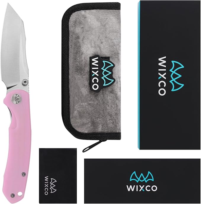 Folding Pocket Knife 3.35 14C28N Blade G10 Handle Liner Lock EDC Knife Small Pocket Knife for Men Sharp Pocket Knives Camping Hiking Hunting Survival Knives with Clip (Pink)