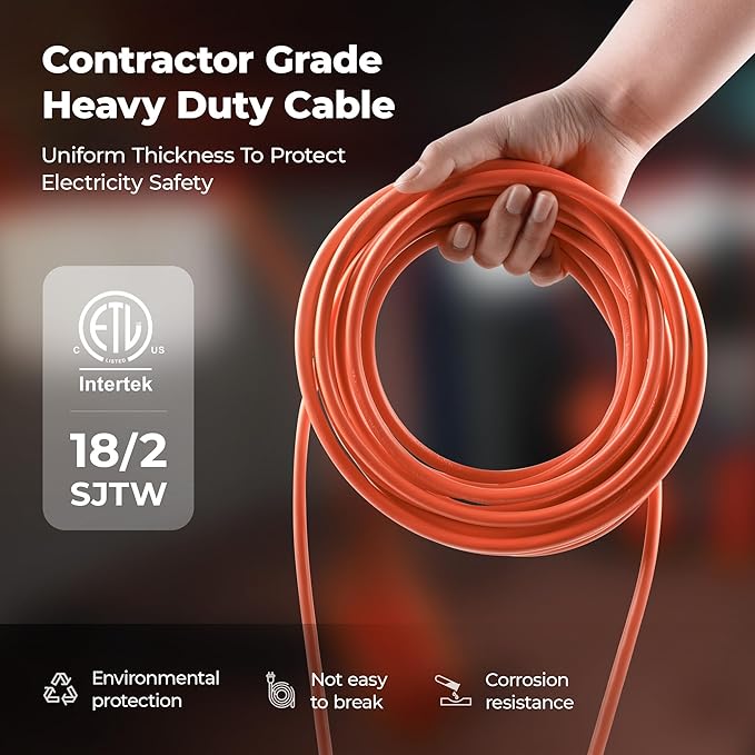 100FT Construction String Lights:150W 21000LM Linkable Super Bright LED String Work Lights for Construction Sites Temporary Work Jobsite IP65 Waterproof 18AWG Wire Work Light with Cage
