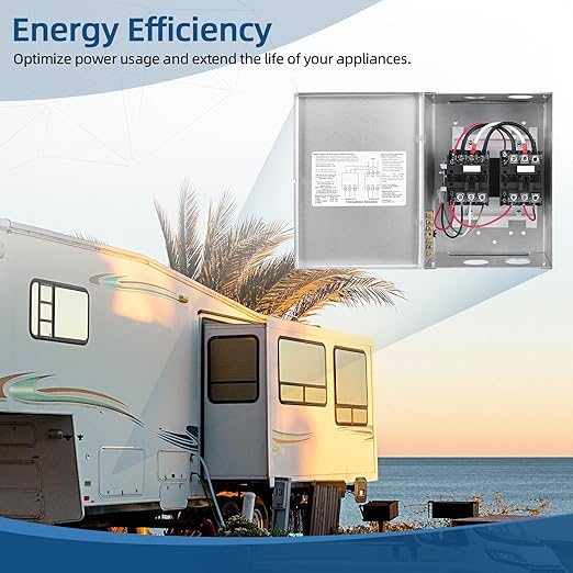 RV Transfer Switch 50 Amp Automatic Transfer Switch for RV Speedboats Home Standby 120/240 Volt PD52 Power