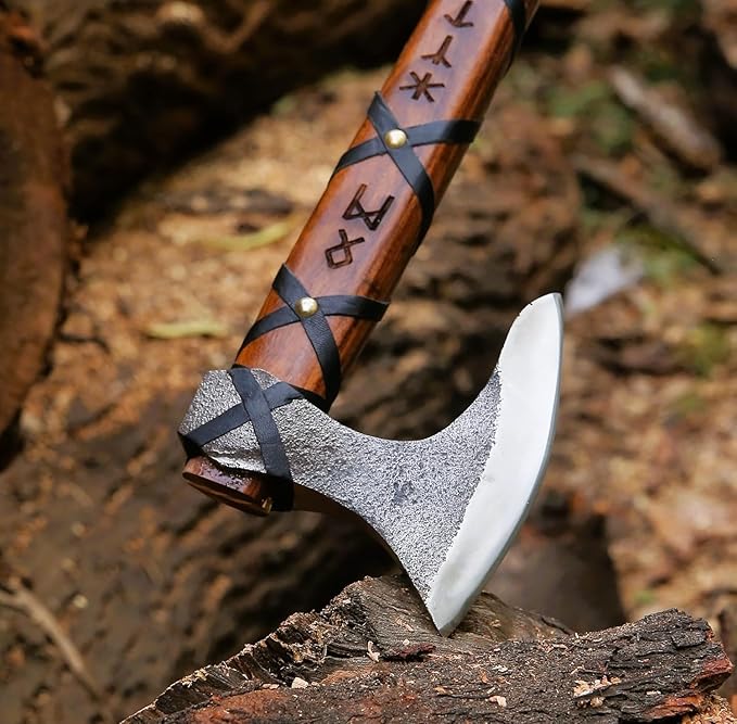 Custom Handmade Ragnor Lothbrok Viking Axe Handmade Hatchet Hunting Axe Carbon Steel Blade(FM-02)