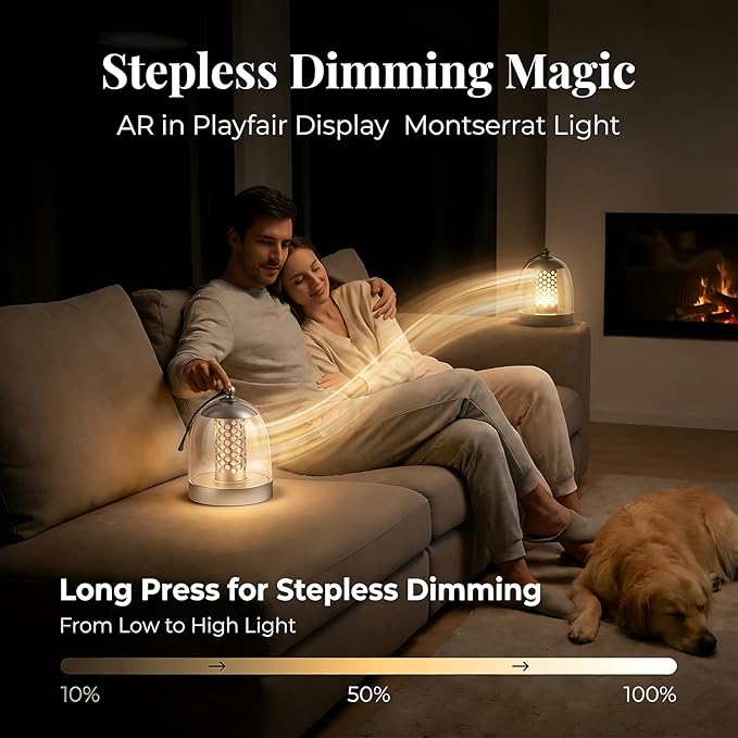 Rechargeable Camping Lantern for Power Outages EssentialsBattery Operated LampCordless Outdoor Lantern Waterproof Inside ShowerAcrylic Shade Touch Dimmable Portable Light for Living Room