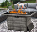 LayinSun 44 Propane Gas Fire Pit Table 55000 BTU Rectangular Fire Pit with Glass Wind Guard for Outside Patio Deck Garden Backyard