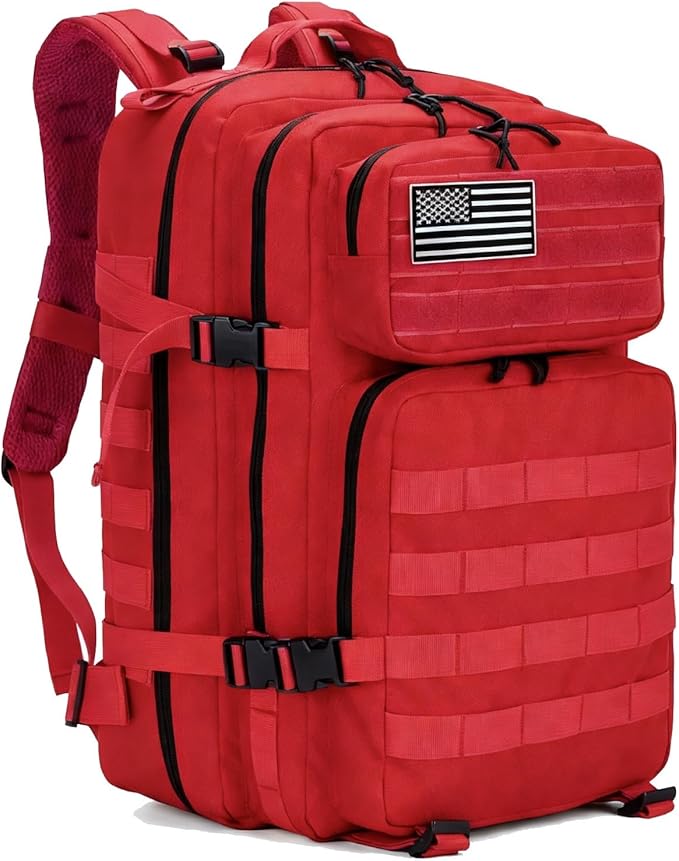 45L Military Tactical Backpack for Men &amp Women Bug Out Bag Assault pack Molle Daypack Hiking Trekking Rucksack(Red)