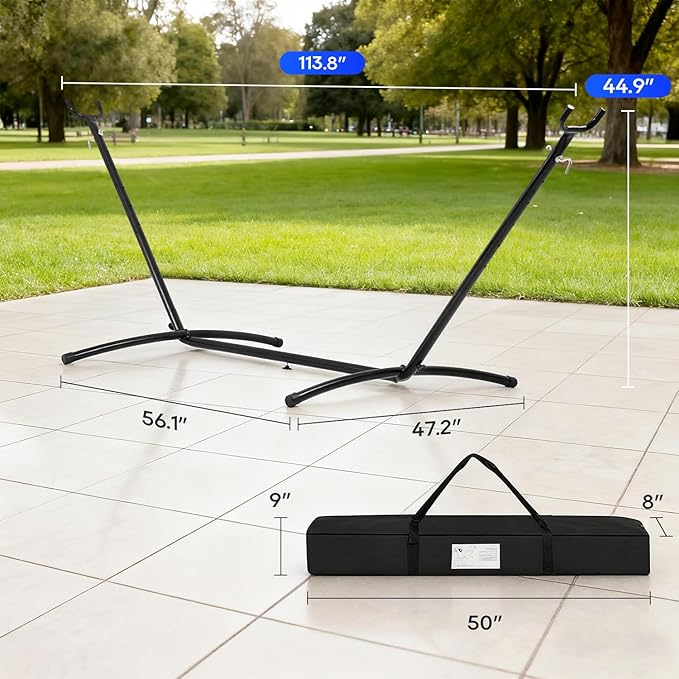 FDW Portable 9FT Hammock Stand Heavy Duty Hammock Stand Portable Steel Stand Only for Outdoor Patio or Indoor with Carrying Case (No Hammock)
