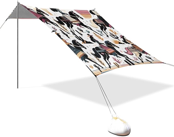 Cowgirls Beach Tent Sun Shelter Set UPF50+ UV Protection 10.5 x 9.19 FT Camping Shade Canopy with Sandbags Sand Anchors Carrying Bag and Others