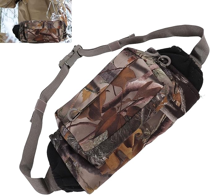 Warm Hand Muff Waist Bag Hand Warmer Pouch Camping Warm Gloves Belt Bag for Outdoor Activities with Camping Fishing Gloves Holder