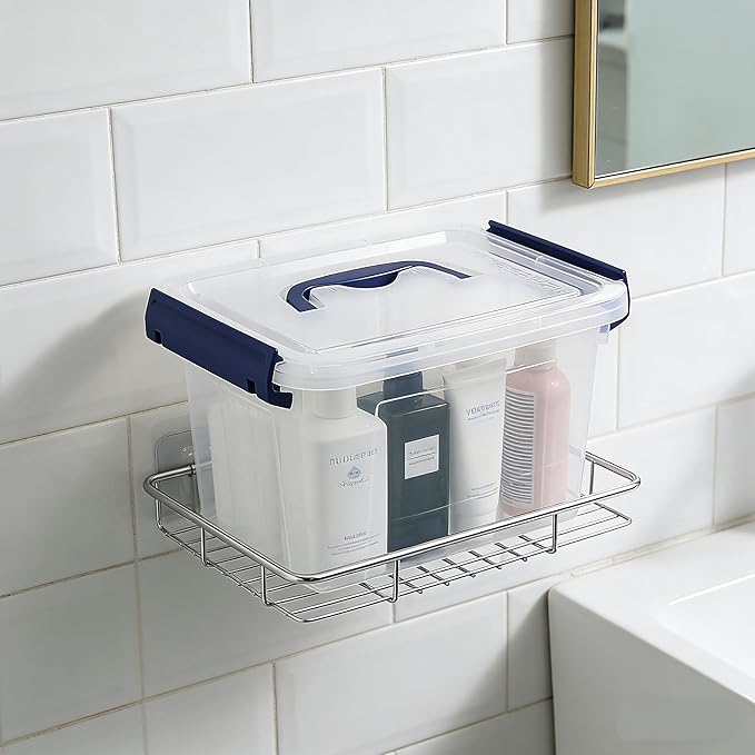 3 Quarts Plastic Storage Container Bin with Latching Lid Small Storage Bin Tote Stackable and Nestable Organizing Box Pack of 6 T