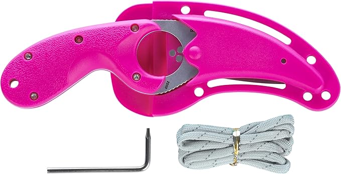 CRKT Bear Claw Fixed Blade Knife with Sheath: Rafting Rescue Self-Defense Serrated Blade with Blunt Tip Pink Glass-Reinforced Nylon Handle Positive Sheath Lock 2511F