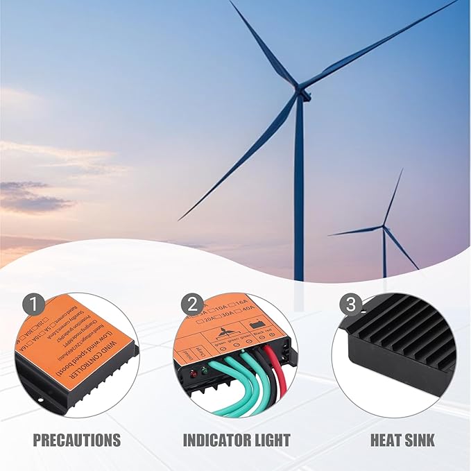 Wind Turbine Generator 12V/24V Wind Turbine Charge Controller IP67 MPPT Wind Turbine 16A 300W-1000W Step up Wind Battery Controller