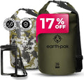 Earth Pak Waterproof Dry Bag - Roll Top Waterproof Backpack Sack (Camo 10L &amp Forest Green 20L)
