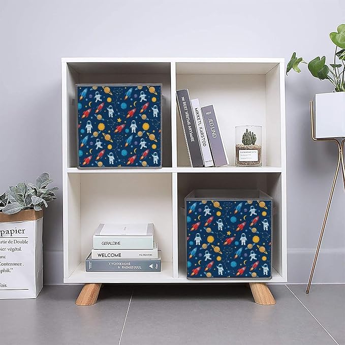 Convenient Closet Organizer Bins Outer Space Pattern Foldable Storage Cubes for Clothes Shoes Neat Storage Solution