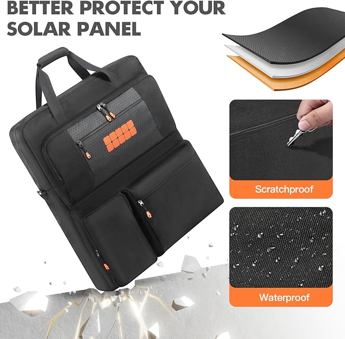 Padded Solar Panel Carrying Case Compatible with Jackery SolarSaga 100W 100X 200WTravel Solar Panel Storage Bag Fits for ZOUPW 100W 110w 200w with Multi-Pockets &amp Shoulder Strap