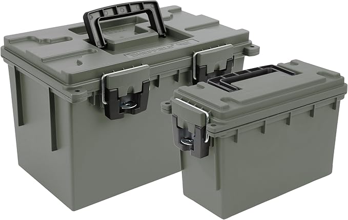 Sheffield 12713 Storage Bins With Lids 2-Pack Stackable Storage Bins Made in USA Lockable and Water-Resistant Containers with Lids Plastic Containers for Home Classroom and Dorm