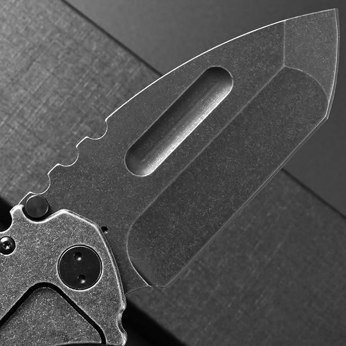Ccanku C1137 Folding Knife D2 Steel Blade Steel Handle EDC Tool Knife for Outdoor Camping Hiking Fishing (Steel)
