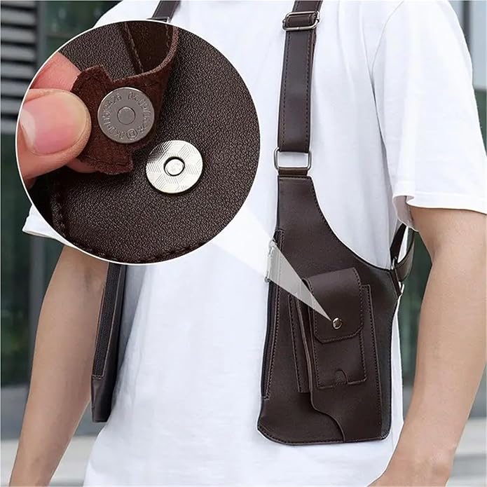 Secure 2pcs Medieval Leather Harness Holster Bag Hidden Anti-theft Wallet &amp Phone Pouch