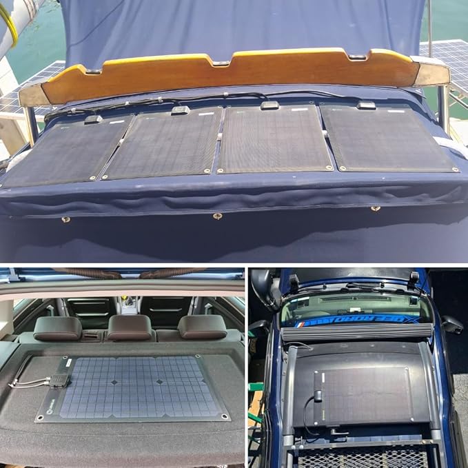 Lensunsolar 20W 12V ETFE Black Flexible Solar Panel 18.5x12in Ultrathin Ultra Lightweight PERC Mono High Efficiency Solar Cells for Campers RVs BoatsCamping Tent
