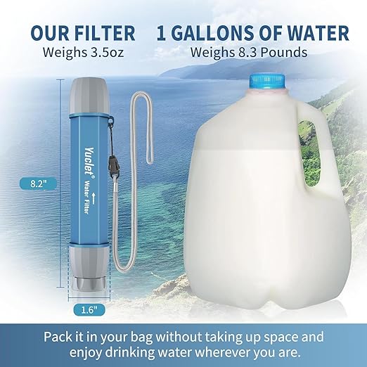 Yuclet 5 Pack Personal Water Filter Straw for Drinking Survival 0.1-Micron Portable Water Purifier Straw Filters for Camping Hiking Travel Backpacking &amp Emergency Preparedness