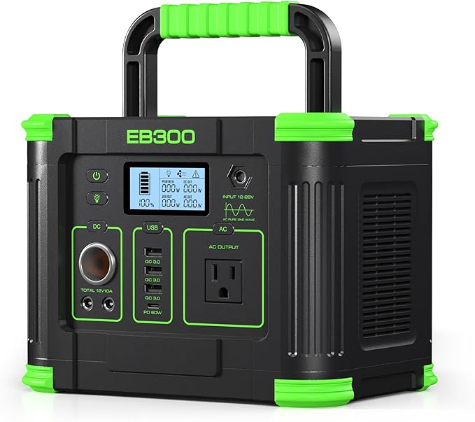 GRECELL Portable Power Station 300W 288Wh Lithium Battery 60W Fast Charging Up to 300W(Peak 600W) AC Outlets Solar Generator for Outdoor Camping RVs Home Use