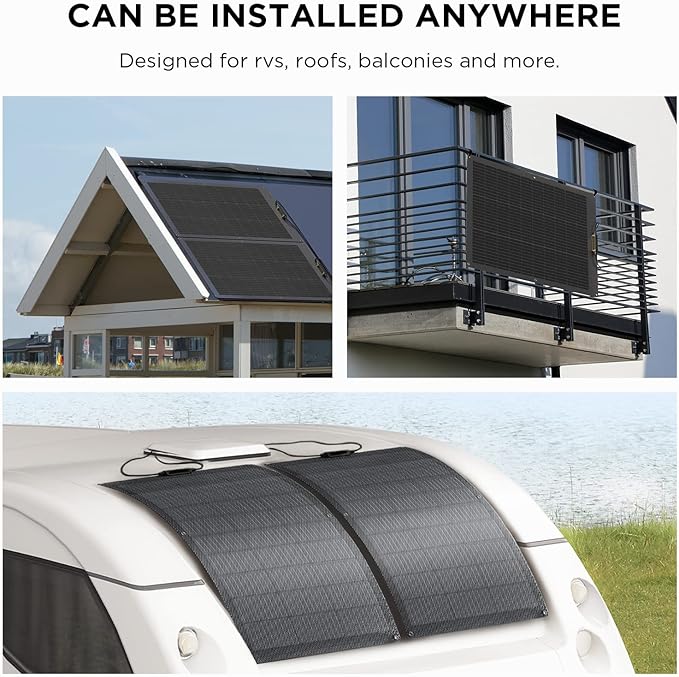 EF ECOFLOW 100W Flexible Solar Panel with High Efficiency Solar Modules IP68 Waterproofing Ideal for Off-Grid Solar Panel Kits PV Charging Power Kits &amp Ecosystem