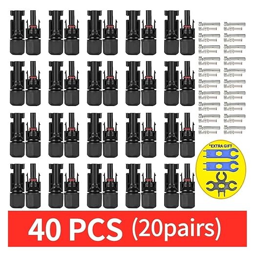 Solar Cable Connectors 600/200/100/40/20/10 Pcs DC Solar Connector 1000V30A Panel Stecker IP67 Waterproof Connectors Kit for PV/MC Cable 2.5/4/6mm2(40pcs(20pairs))