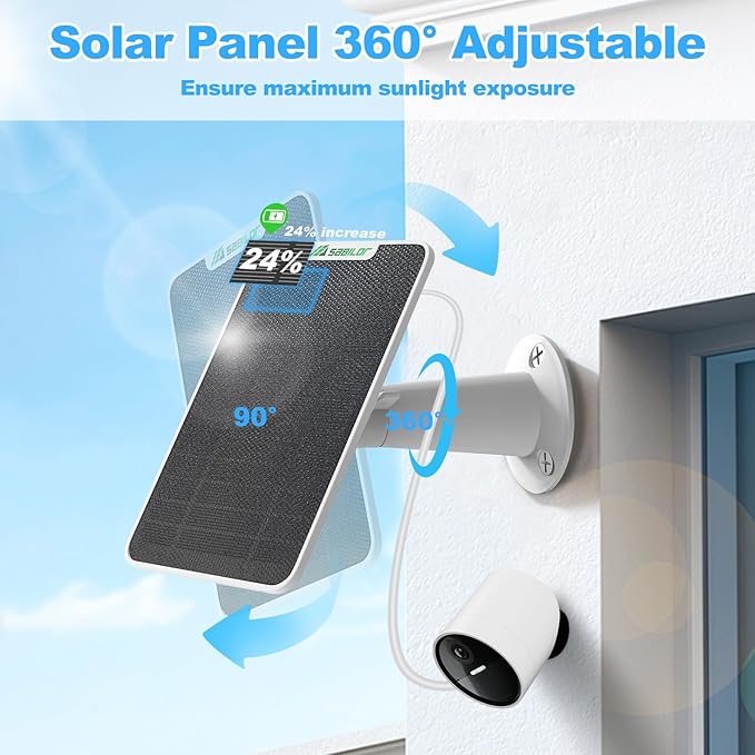 4 Pack 6W Solar Panel for SimpliSafe Outdoor Camera IP65 Weatherproof Solar Panel Charger Compatible with SimpliSafe Camera Solar Panels with Secure Wall Mount 9.8ft Cable 360° Adjustable Bracket