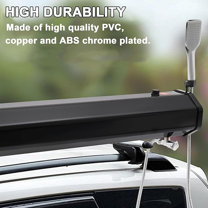 Camping Shower with Pump 18L/20L/30 Solar Shower Roof Rack Water Tank for Hiking Pet Cleaning Beach Vacations(18L)