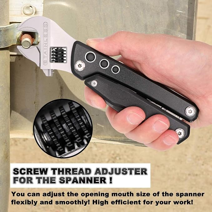 Adjustable Ratchet Wrench Multitool 7 in 1 Foldable Pocket Size Tool with Pliers Knife Saw and Screwdriver Portable Multi Tool for Camping Accessories DIY and Gifts for Men