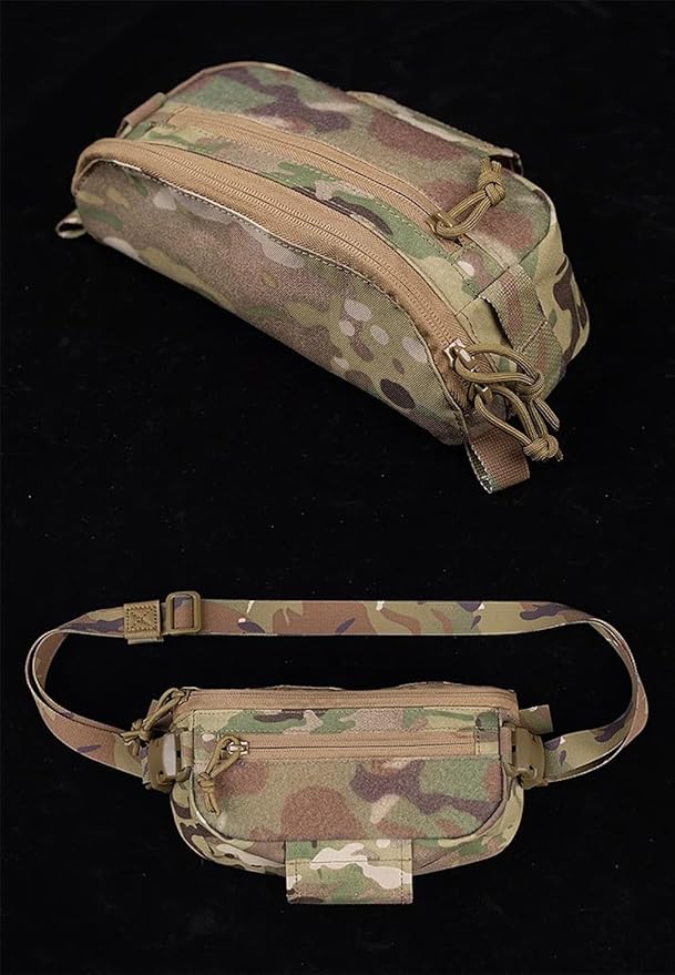 Dual Purpose Airsoft Drop Pouch Tactical Plate Hanger Fanny Bag Abdominal Dangler Hunting Vest(BK)