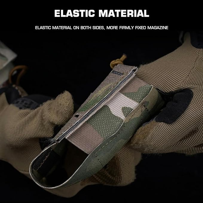 Tactical Elastic 5.56 Mag Bag Magazine Holster Multi-functional Single Molle Pouch Accessory Pocket Shock Cord &amp Open Top(Black)