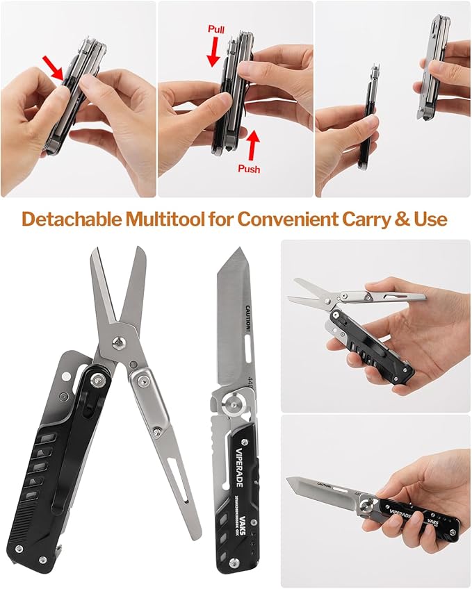 VIPERADE VAK5 Folding Knife with Scissors Pocket Multitool Knife with Belt Clip Prefect for Survival Housework Hunting Camping and Everyday Use (VAK5)