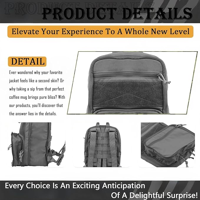 Tactical Utility Backpack 1000D Nylon Portable Double-Shoulder Style MOLLE-Equipped for Camping Picnic and Outdoor Use