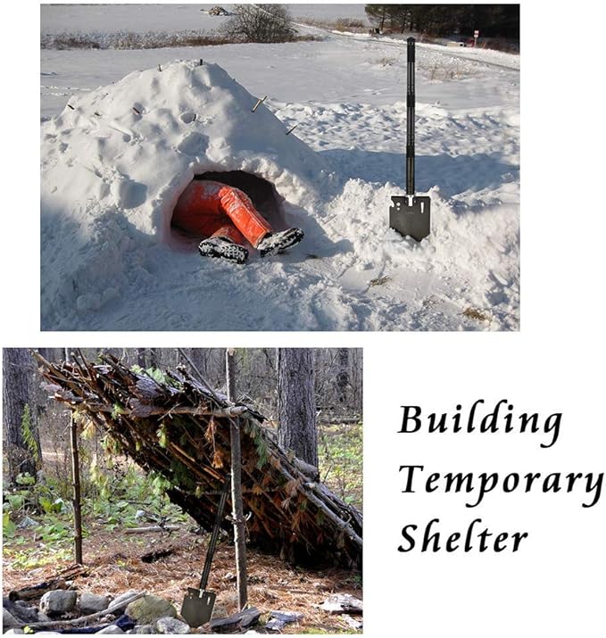 iunio Camping ShovelShovel Folding Portable Multitool Foldable Entrenching Tool Collapsible Spade for Backpacking Trenching Hiking Survival Car Emergency