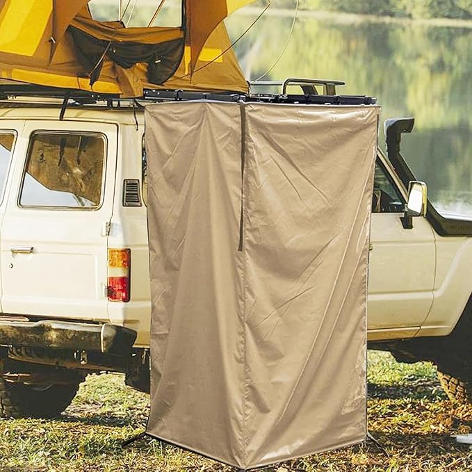 SUNGOOYUE Vehicle Side Shower Tent Oxford Fabric Portable Privacy Shelter Instant Changing Room Without Poles for Camping Beach and Road Trips Outdoor Shower