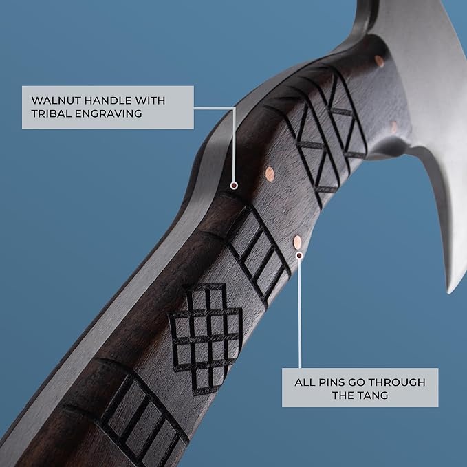 AncientSmithy Tactical Tomahawk Axe Handmade Camping Outdoor Hatchet Full Tang with Leather Sheath