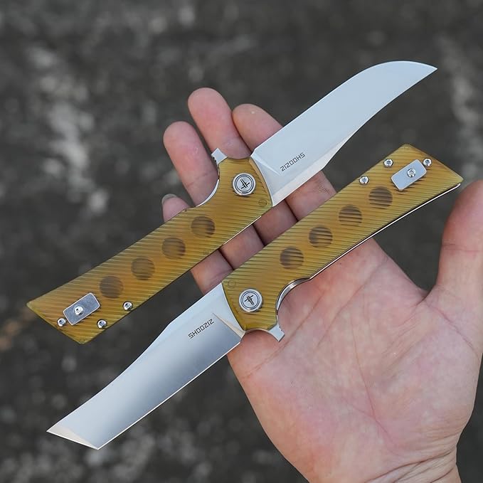 Folding&ampPocket Knife3.55 D2 EDC Knife with Flipper opener Plain Tanto BladeUltem Camping Tool Gift for Outdoor Men/WomenXUN112-JUS(Satin)