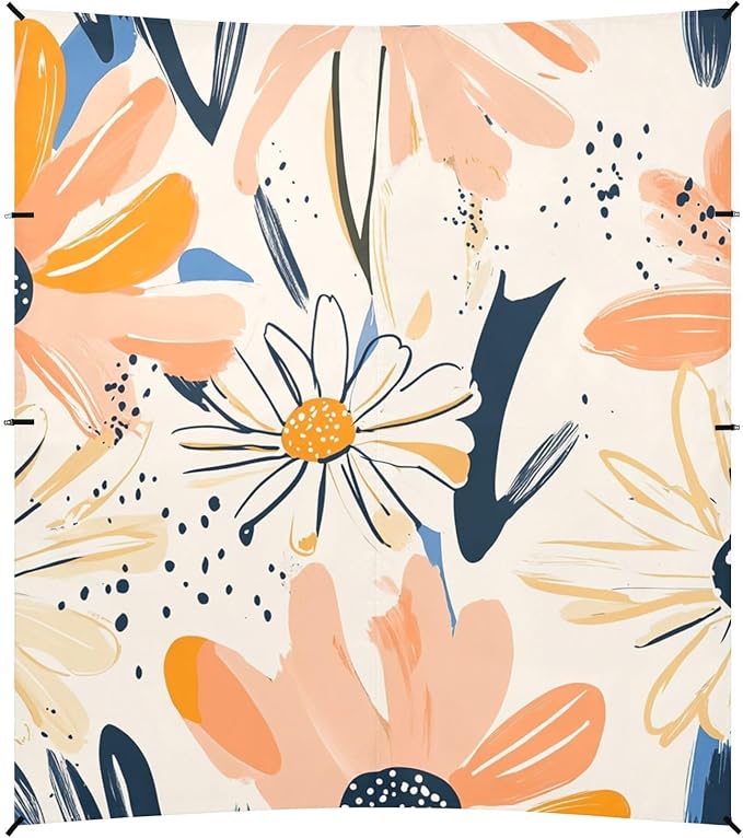 ALAZA Abstract Boho Daisy Beach Tent Sun Shelter Portable Canopy Sunshade for Outdoor Camping Picnics Backyard Fun 10x9 ft