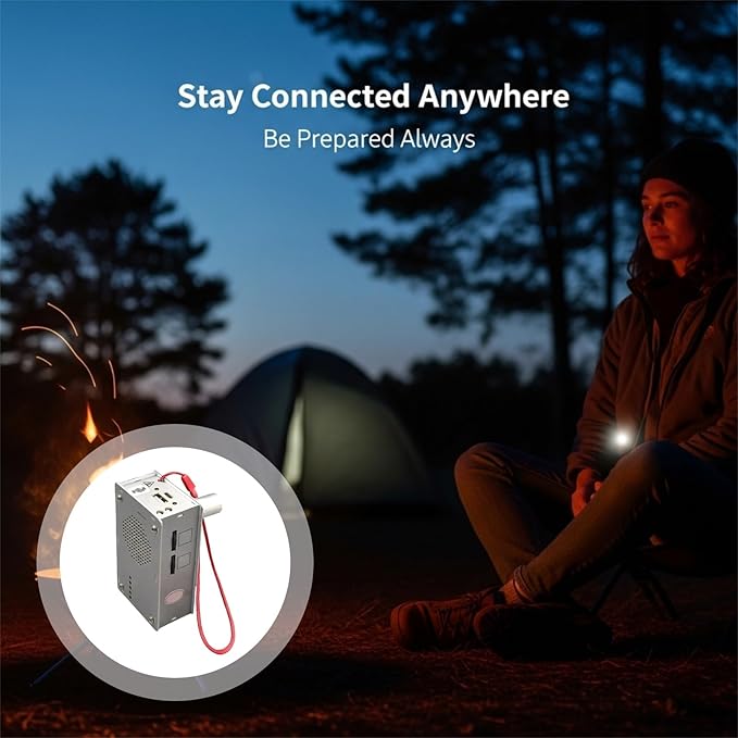 Hand Crank Generator - 2026 New Portable Survival Generator Emergency Power Bank With Flashlight Fm Radio &amp Windproof Plasma Lighter Aluminum Alloy Hand-cranked Charger for Outdoor Camping (2)