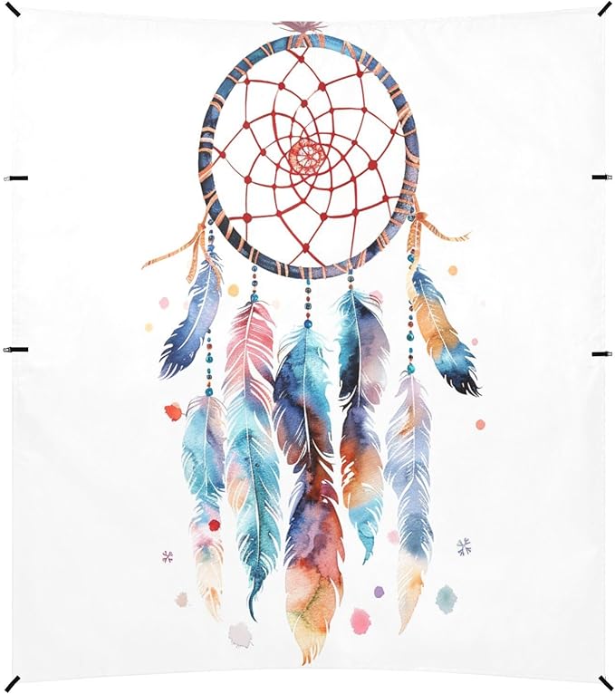 ALAZA Dreamcatcher Watercolor Beach Tent Sun Shelter UPF50+ Protection Beach Shade Canopy w/ 4 Sandbags for Outdoor Camping Fishing Backyard Fun Picnic 10x9 ft