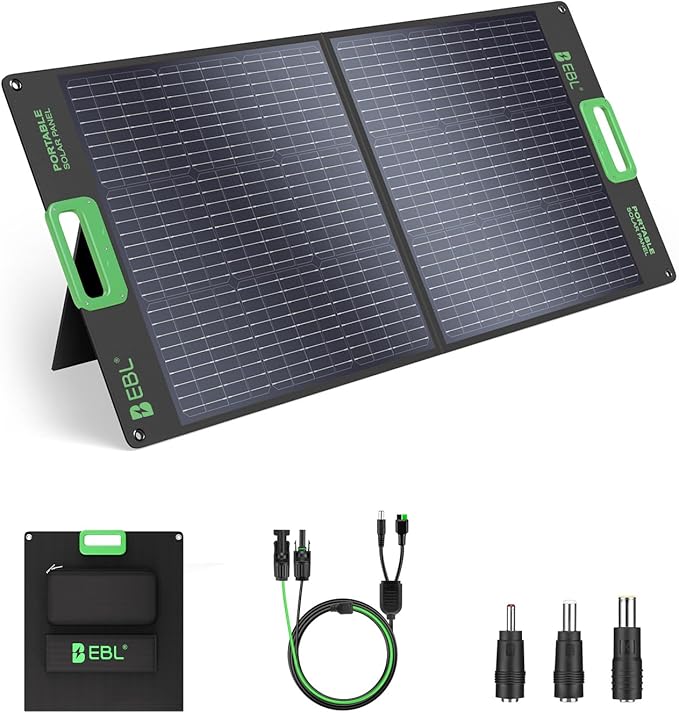 EBL 100W Portable Solar Panel 18V Foldable Solar Charger for Power Station Waterproof IP65 High-Efficiency Battery Charger for Outdoor Camping RV Trip Offgrid Living