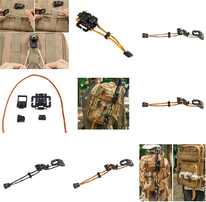Backpack Bungee Cord 10 PCS Outdoor Backpacks Expansion Buckle Climbing Bag Extended Webbing Clip(Black)