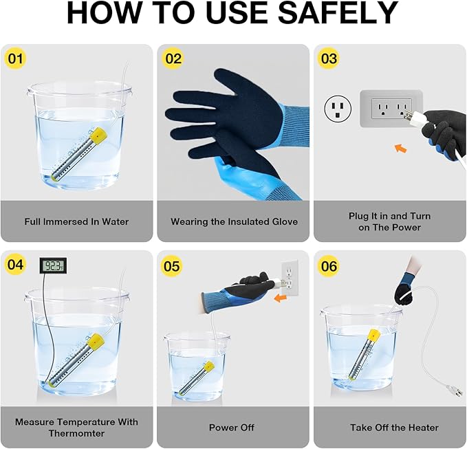 Portable Shower with Heater+Immersion Water Heater with Insulated Gloves