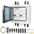 2 String 1000V PV Combiner Box 2 in 2 Out Dual String 63A DC Circuit Breaker with Solar Disconnect Function Surge Protection IP65 Weather-Resistant Enclosure
