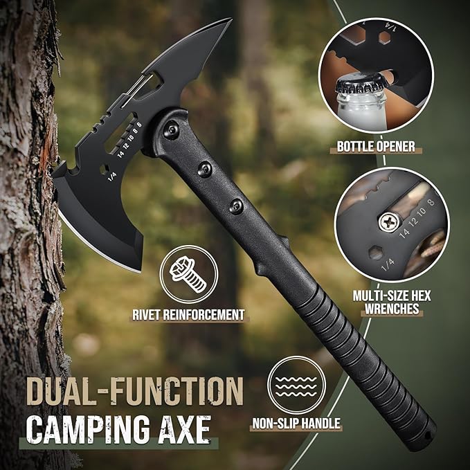 Freelander Damascus Fixed Blade Knife Bundle with Tactical Axe 2 Pack
